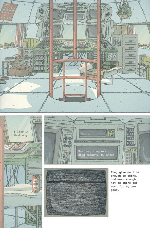 Comic page, showing some sort of control room inside a dome.