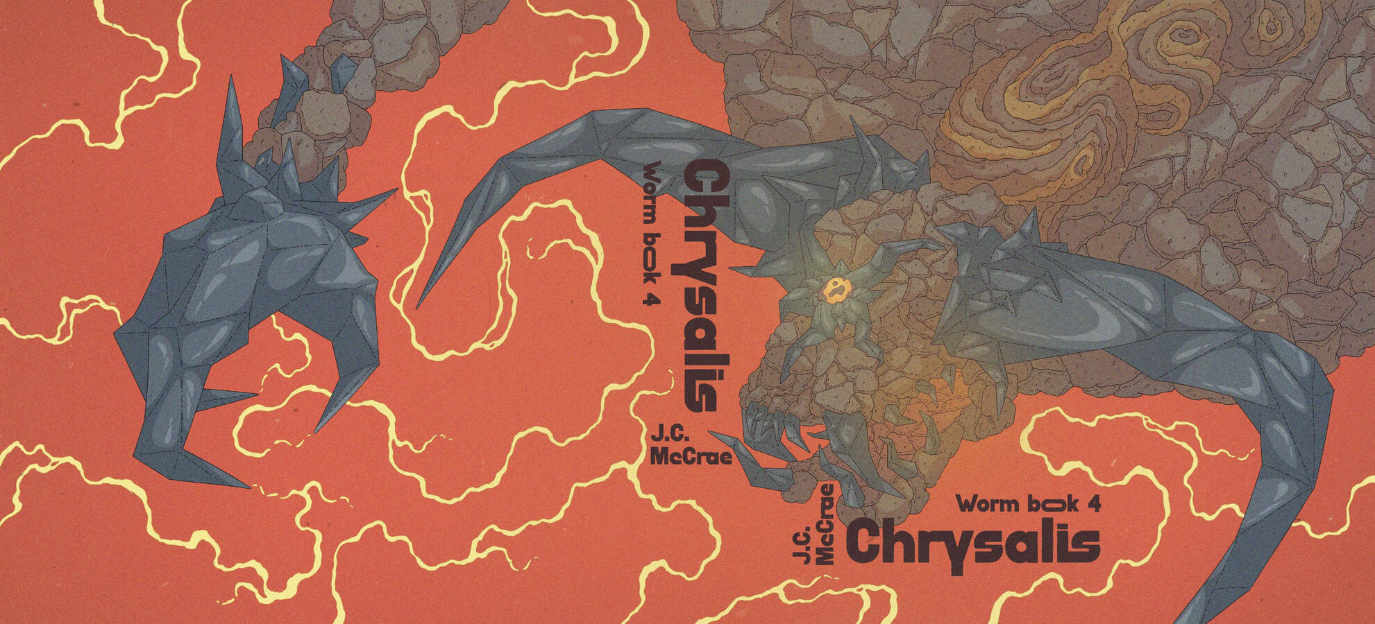 Color illustration of a book cover, showing a demon-looking, one eyed creature in warm tones with lightning coming from his hand.